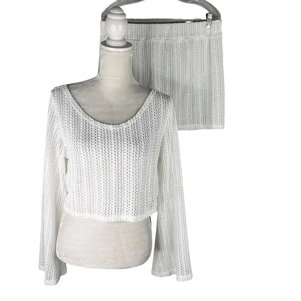 Becotal Swim Coverup Set White Crochet XL Vacation Cruise New